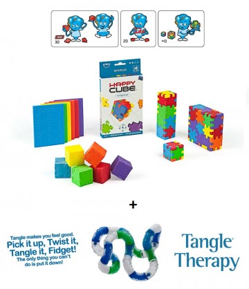 Happy Cube Original 6 Pack + Tangle Relax Therapy - Combo 2-Pack